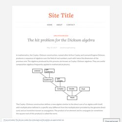 The hit problem for the Dickson algebra – Site Title