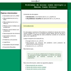 Problemas resueltos de mínimo común múltiplo (m.c.m.) y Máximo Común Divisor (M.C.D.): Secundaria