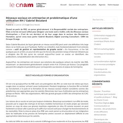 Réseaux sociaux en entreprise et problématique d'une utilisation RH / Gabriel Boudard - Blog du Master Cnam Transition Digitale