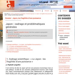 Japon : cadrage et problématiques générales