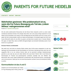Mehrheiten gewinnen: Wie problematisch ist es, wenn die For Future-Bewegung als Teil des 'Linken Milieus' wahrgenommen wird? - Parents For Future Heidelberg