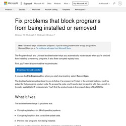 Fix problems that block programs from being installed or removed