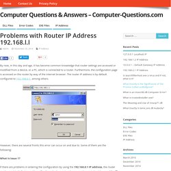 Problems With Router IP Address 192.168.l.l