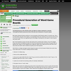 Rob Targosz's Blog - Procedural Generation of Word Game Boards