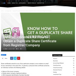 Detailed Procedure for How to Obtain a Duplicate Share Certificate from Registrar/Company - Go to my money