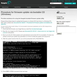 Procedure for firmware update via bootable CD (Windows)