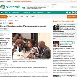 Egypt, Ethiopia negotiate FTA procedures between 2 countries