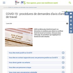 COVID-19 : procédures de demandes d'avis d’arrêt de travail
