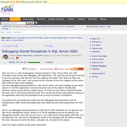 Debugging Stored Procedures in SQL Server 2005