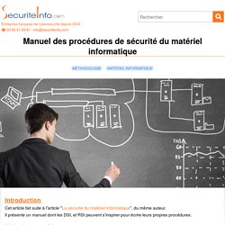 Manuel des procédures de sécurité du matériel informatique