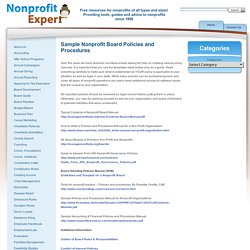 Sample Nonprofit Board Policies and Procedures