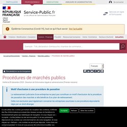 Procédures de marchés publics