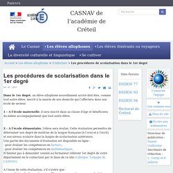 CASNAV de l’académie de Créteil - Les procédures de scolarisation dans le 1er degré