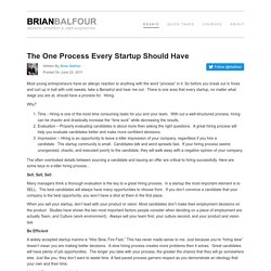 Brian K Balfour · The One "Process" Every Startup Should Have