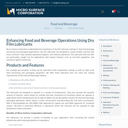 Food and Beverage Processing and Packaging Applications - WS2 Coating