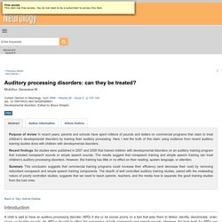 Auditory processing disorders: can they be treated?