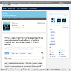 Deviant processing of letters and speech sounds as proximate cause of reading failure: a functional magnetic resonance imaging study of dyslexic children