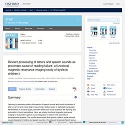 Deviant processing of letters and speech sounds as proximate cause of reading failure: a functional magnetic resonance imaging study of dyslexic children