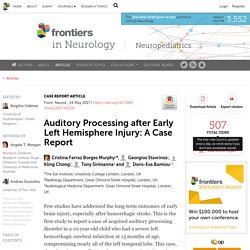 Auditory Processing after Early Left Hemisphere Injury: A Case Report