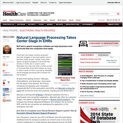 Natural Language Processing Takes Center Stage In EHRs - Healthcare - Electronic Medical Records