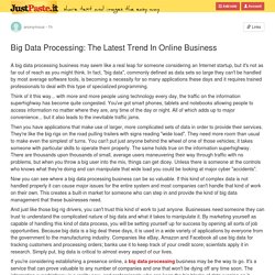 Big Data Processing: The Latest Trend In Online Business