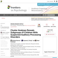 Cluster Analyses Reveals Subgroups of Children With Suspected Auditory Processing Disorders