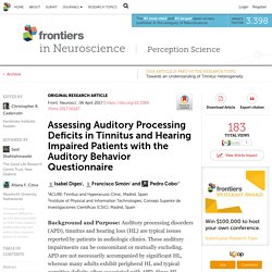 Assessing Auditory Processing Deficits in Tinnitus and Hearing Impaired Patients with the Auditory Behavior Questionnaire