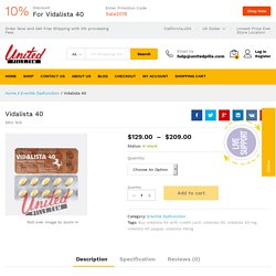 Buy Vidalista 40 - Free Shipping- 0% Processing fees