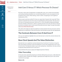Intel Core i5 Versus i7? Which Processor To Choose? : Home: ozlaptopreviews