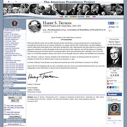 Harry S. Truman: Proclamation 2714 - Cessation of Hostilities of World War II
