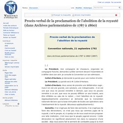 Procès-verbal de la proclamation de l’abolition de la royauté (dans Archives parlementaires de 1787 à 1860)