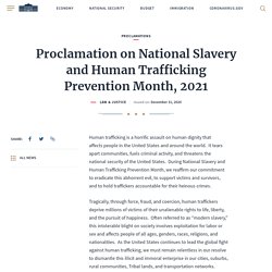 Proclamation on National Slavery and Human Trafficking Prevention Month, 2021