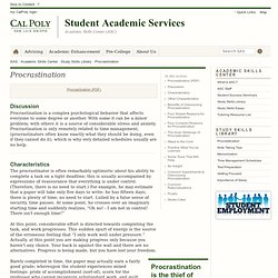 Procrastination - Study Skills Library - Cal Poly