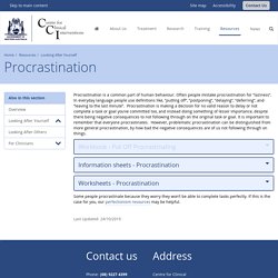 Procrastination Self-Help Resources - Information Sheets & Workbooks