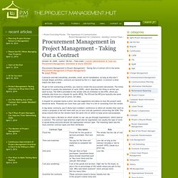 Procurement Management in Project Management - Taking Out a Contract