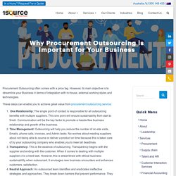 Why Procurement Outsourcing Important For Business - 1source