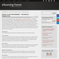 World Class Procurement - The British Perspective - E-Sourcing Forum