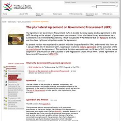 Government procurement - The plurilateral Agreement on Government Procurement (GPA)