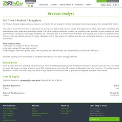 Product Analyst - Product Careers @ Zoomcar