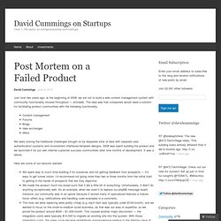 Post Mortem on a Failed Product