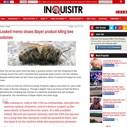 Leaked memo shows Bayer product killing bee colonies