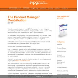 The Product Manager Contribution