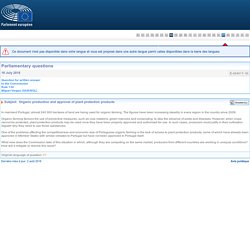 PARLEMENT EUROPEEN - Réponse à question E-004017-18 Organic production and approval of plant protection products