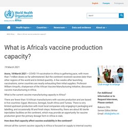WHO: What is Africa’s vaccine production capacity?