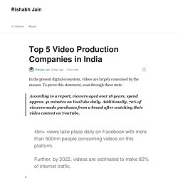 Top 5 Video Production Companies in India