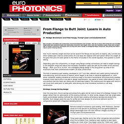 From Flange to Butt Joint: Lasers in Auto Production (EuroPhotonics