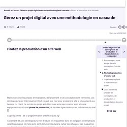 Pilotez la production d'un site web - Gérez un projet digital avec une méthodologie en cascade