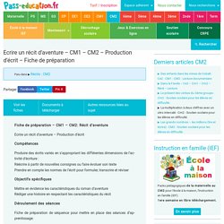 Ecrire un récit d’aventure - CM1 - CM2 - Production d'écrit - Fiche de préparation