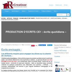 PRODUCTION D'ECRITS CE1 : écrits quotidiens - Ateliers - Chantier d'écriture LE CONTE