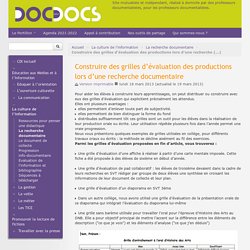 Construire des grilles d'évaluation des productions lors d'une recherche documentaire